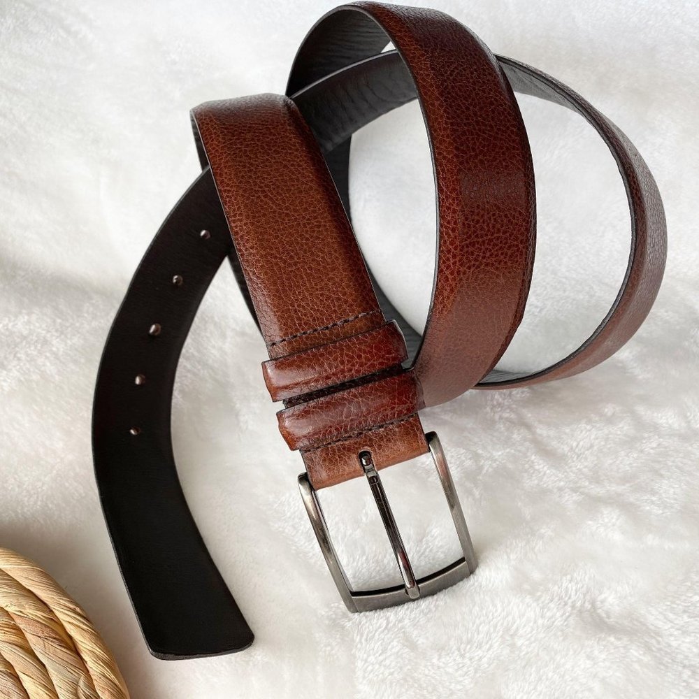 Tulliani brown Italian‎ calfskin leather belt mens